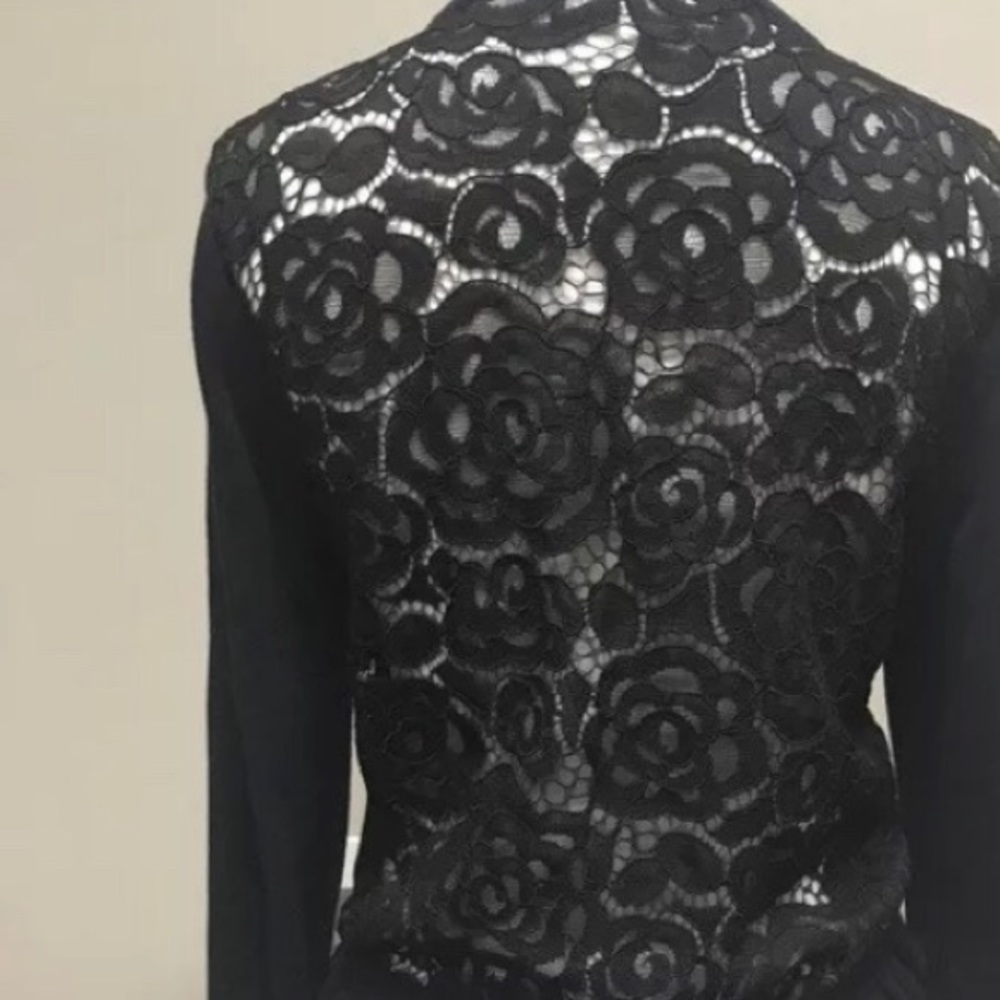 Karl Lagerfeld - Navy Blue / black lace cardigan